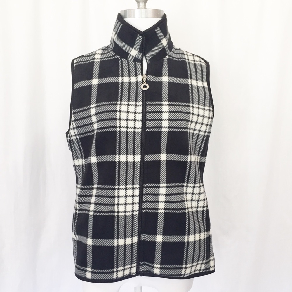 CAMBRIDGE DRY GOODS BLACK PLAID VEST SIZE LARGE